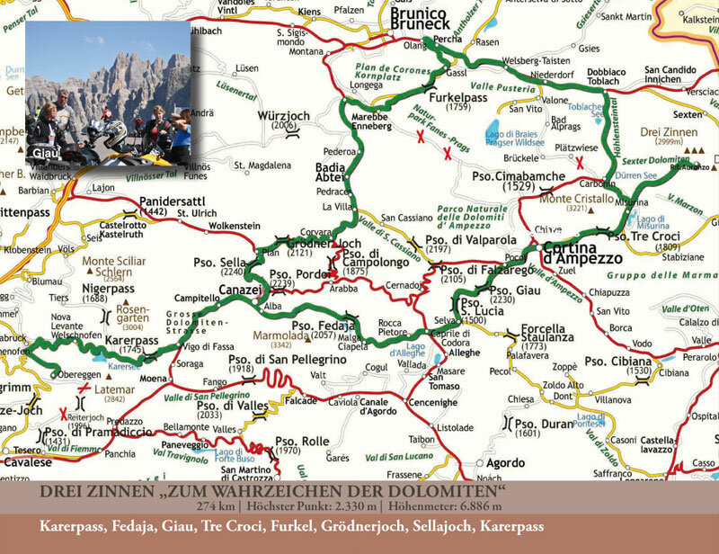 Karte für Route Drei Zinnen „Zum Wahrzeichen Der Dolomiten“