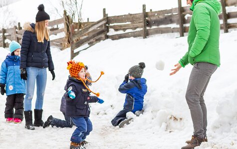 Kinder bei einer Schneeballschlacht