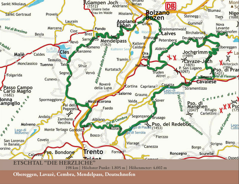 Karte für Route Etschtal „Die Herzliche”