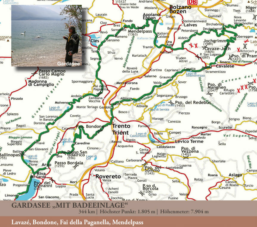 Karte für Route Gardasee „mit Badeeinlage"