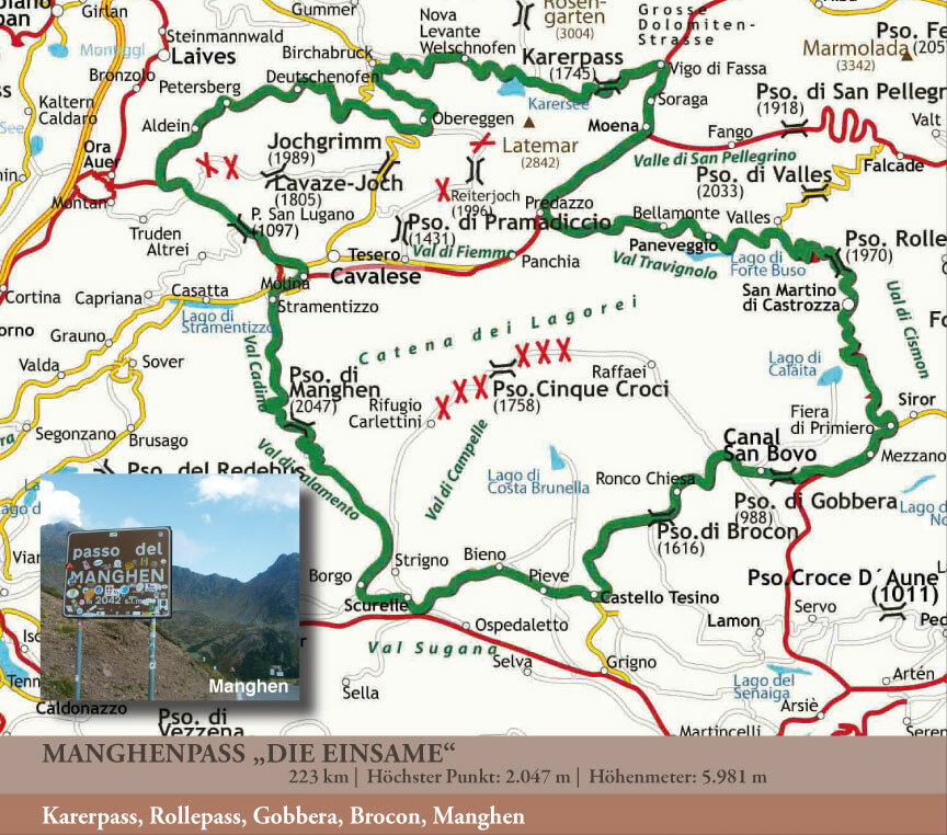 Karte für Route Manghenpass „Die Einsame“