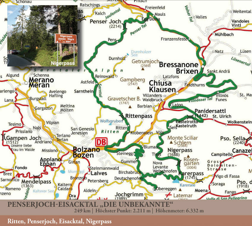 Karte für Route Penser Joch-Eisacktal „Die Unbekannte“