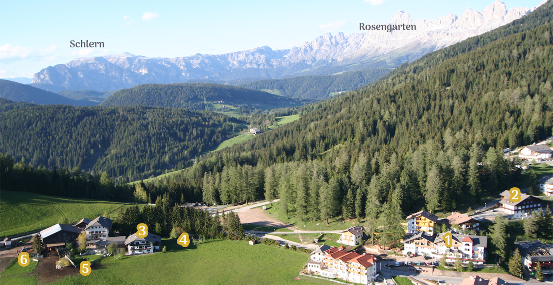 Nummerierter Lageplan der Hotelanlage